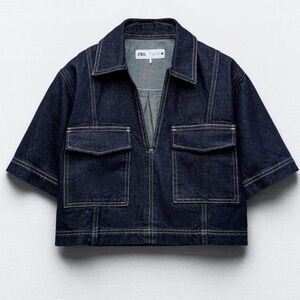 Zara cropped denim shirt XS never worn